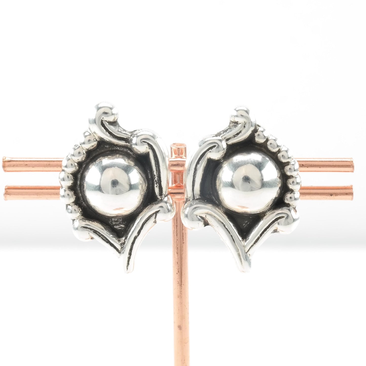 Vintage Taxco Abstract Screw Back Earrings Sterling Silver