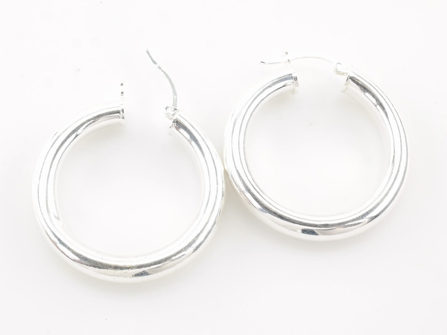 Sterling Silver 5mm Thick Earrings Hoop 1 1/4"