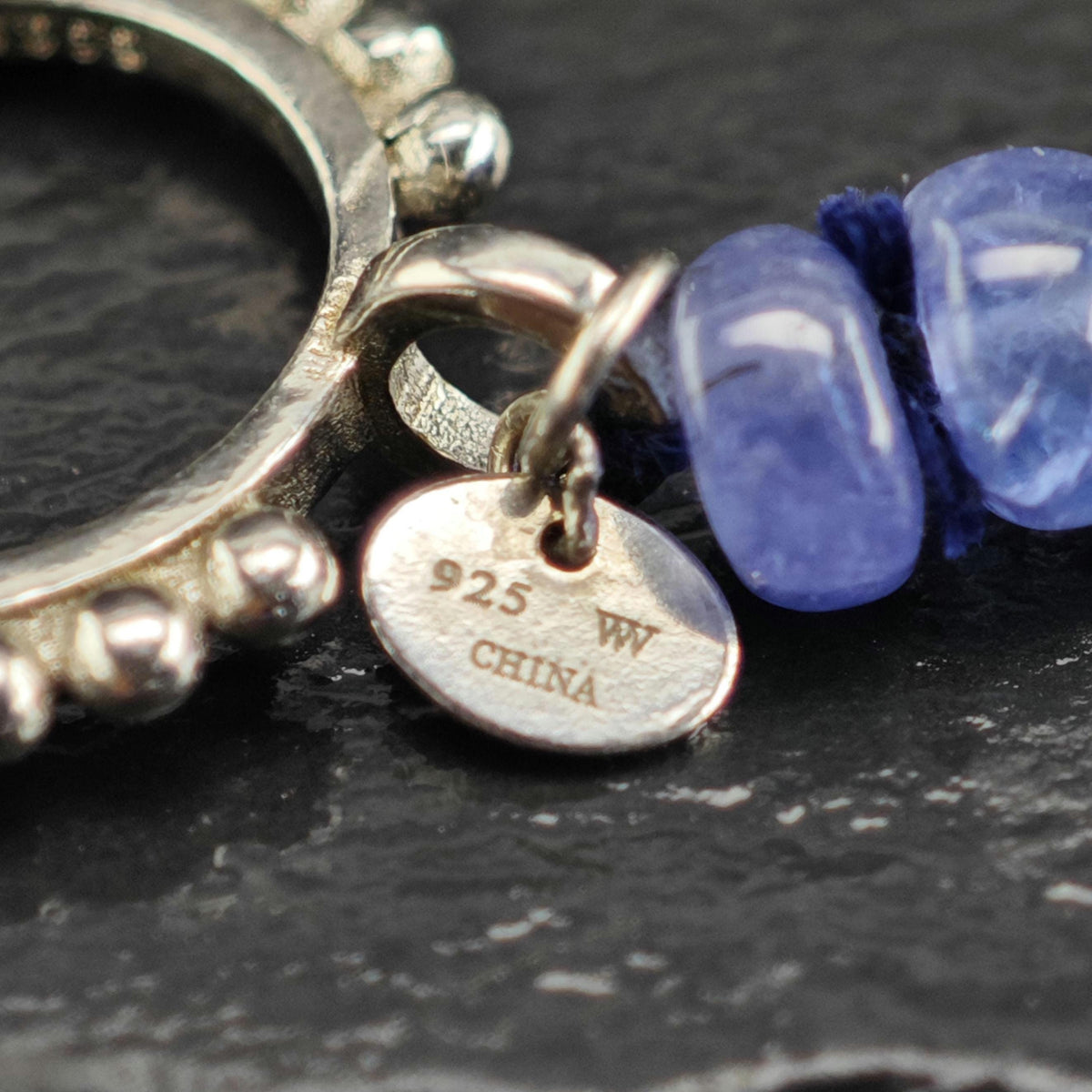 Blue Tanzanite Pearl Beaded Necklace Sterling Silver N2781