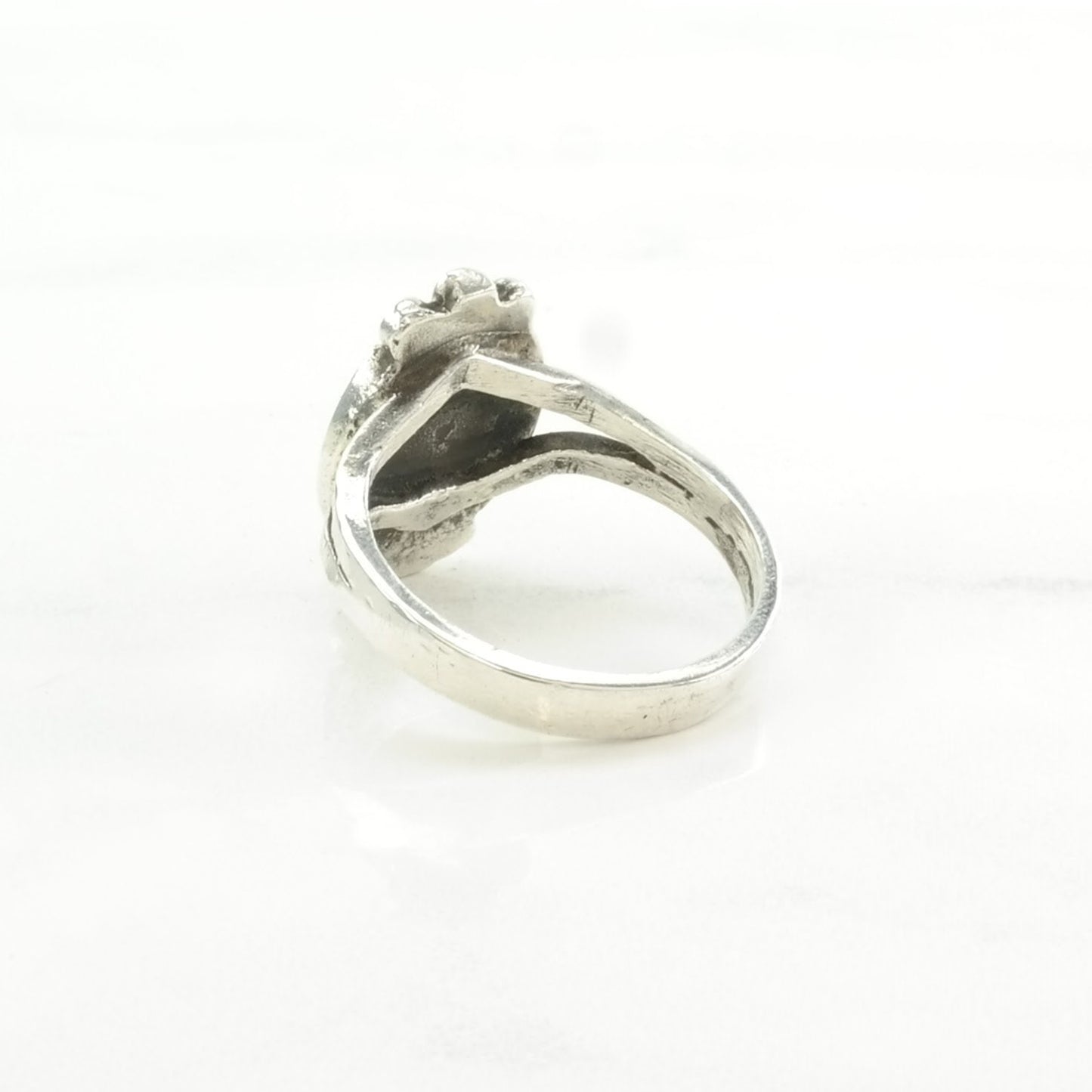 Vintage Southwest Silver Ring Block Turquoise Inlay Sterling Blue Size 7 1/2