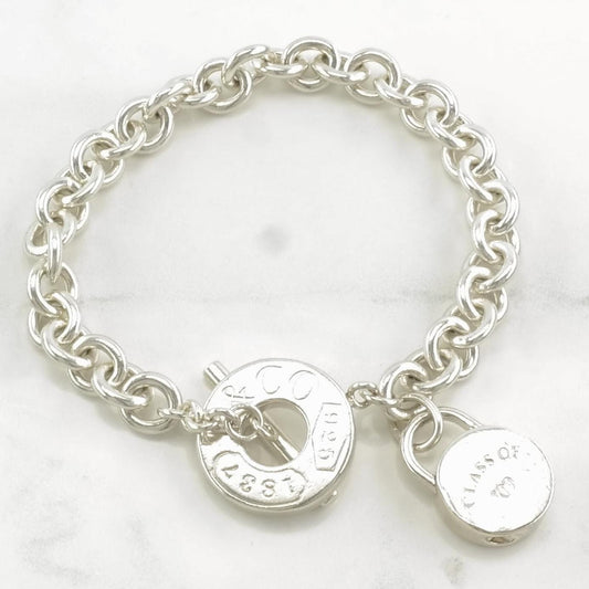 Tiffany & Co. Sterling Silver Link Bracelet Padlock, Toggle Clasp