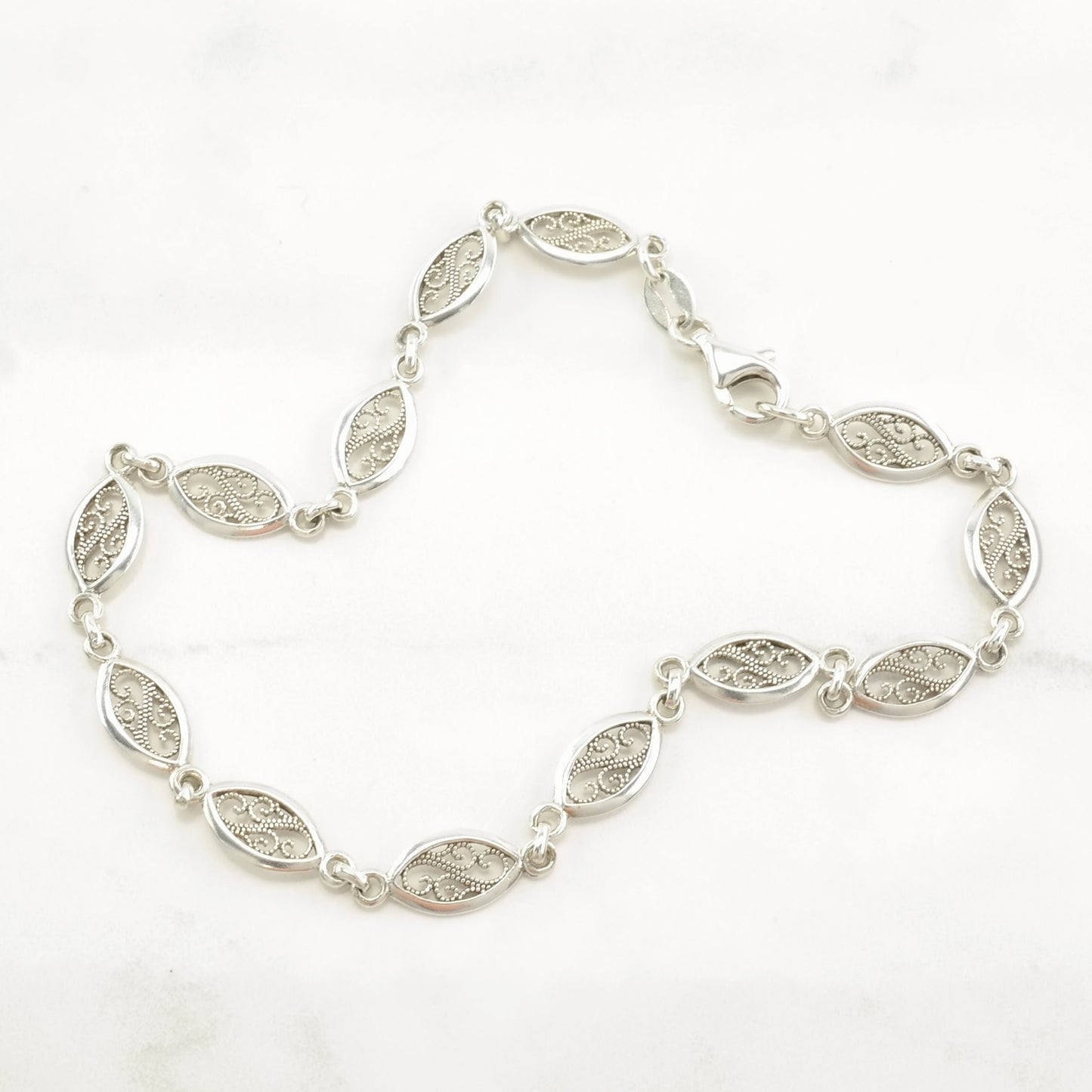 Milor Sterling Silver Link Bracelet Filigree Anklet