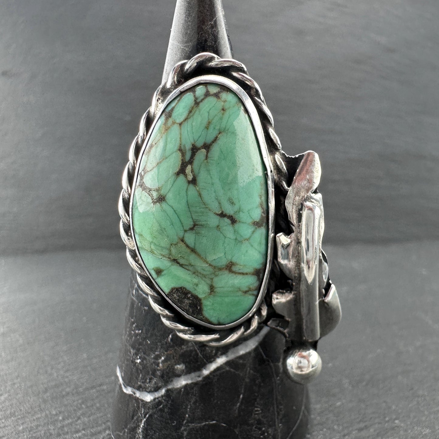 Southwest Green Turquoise Ring Sterling Silver