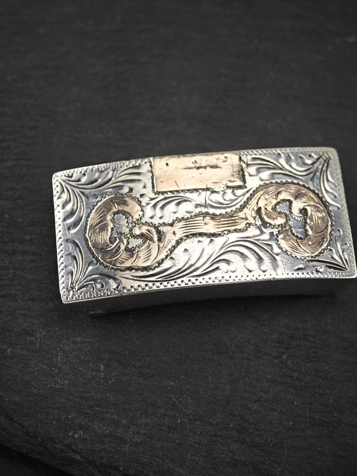 Vintage Mexico Western Sterling Silver Belt Buckle
