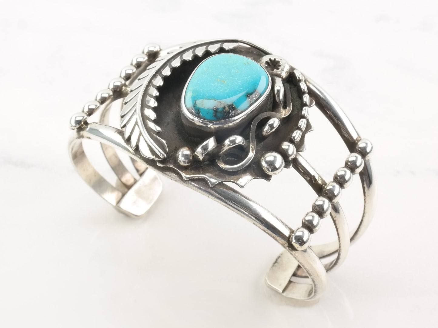 Navajo Turquoise Cuff Bracelet Sterling Silver