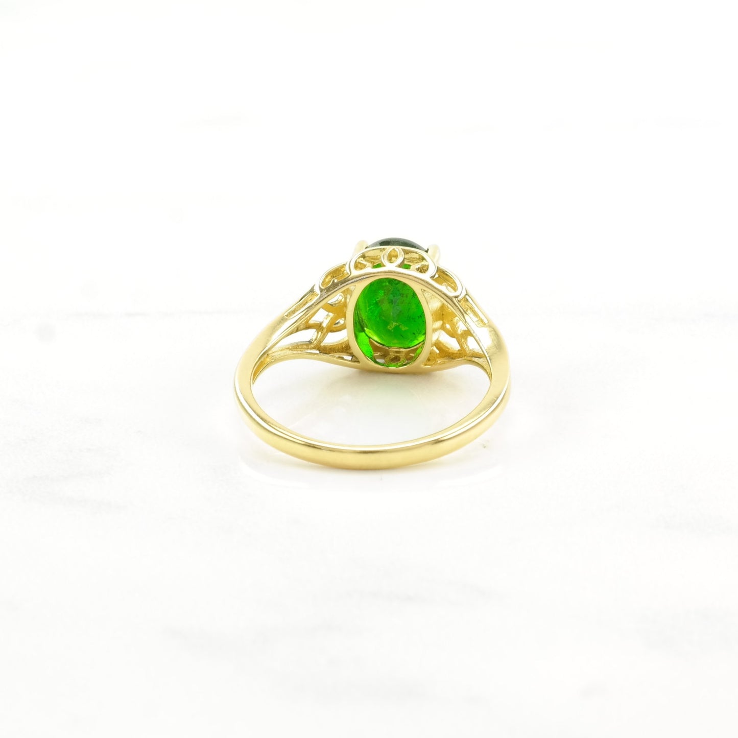 Vintage Sterling Silver Ring Chrome Diopside Gold Plated Green Size 7