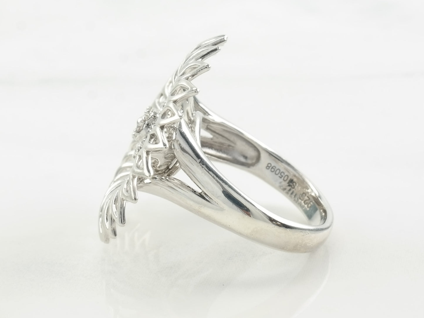 Vintage Gabriel & Co. Silver Ring White Topaz Flower Sterling Size 7