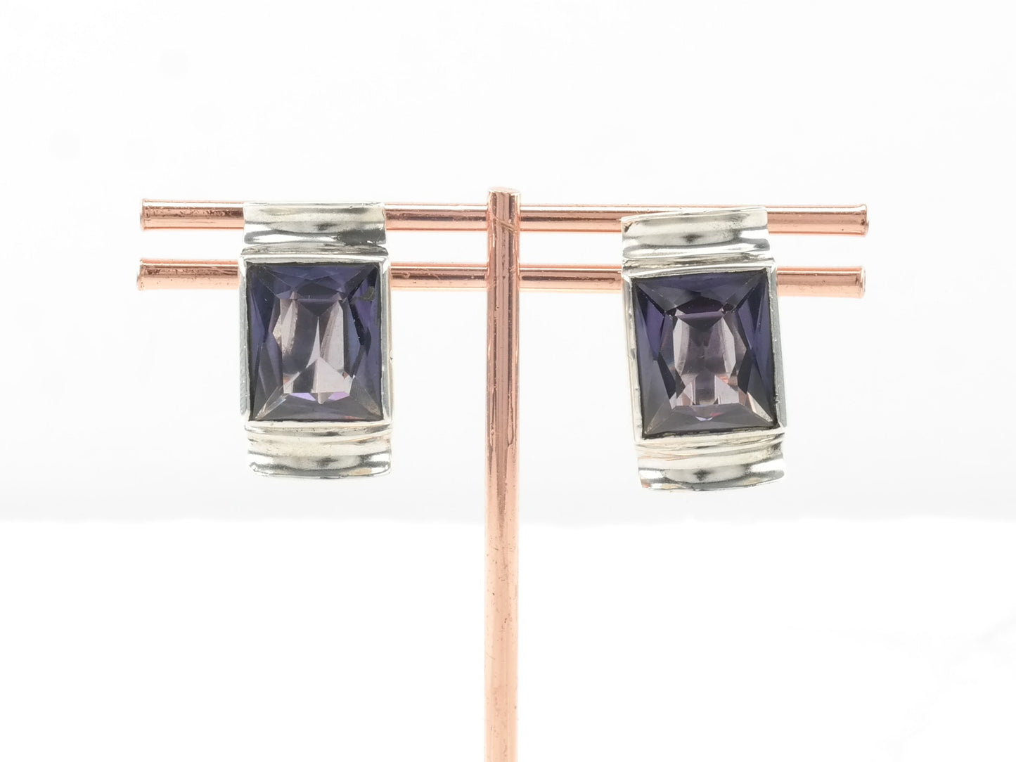 Taxo Sterling Silver Color Change Alexandrite Earrings Screw back