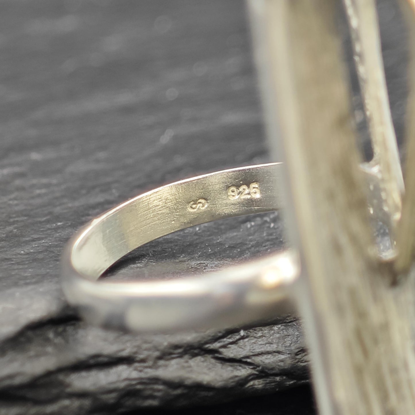 Abstract 14K Gold Accent Ring Sterling Silver Sz 7 R6017
