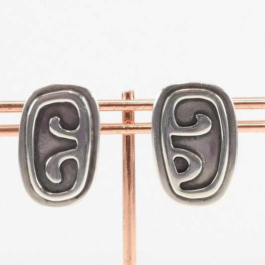 RWW Sterling Silver Abstract Modernist Earrings Screw back