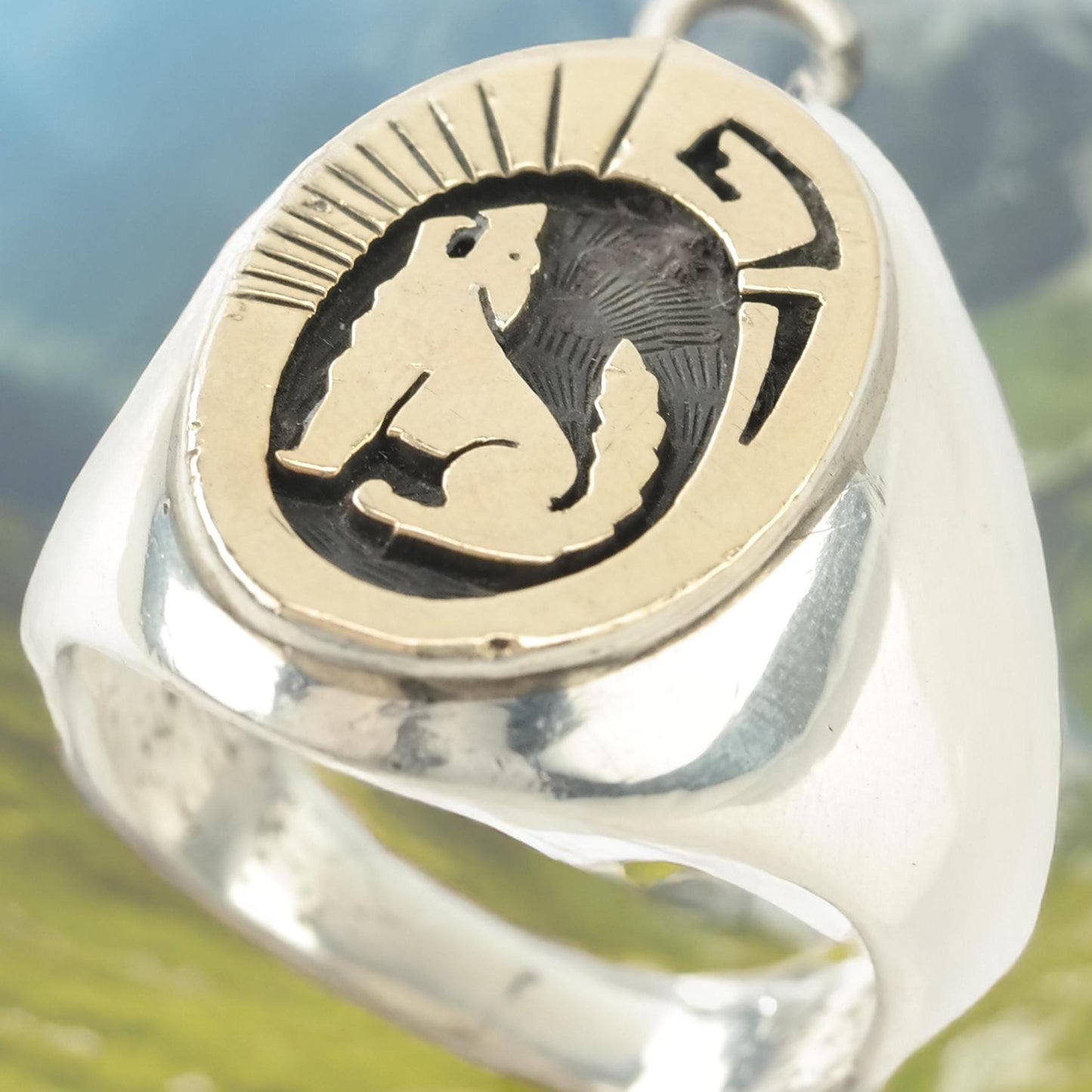 Vintage Native American, Sterling Silver Wolf Ring Size 11