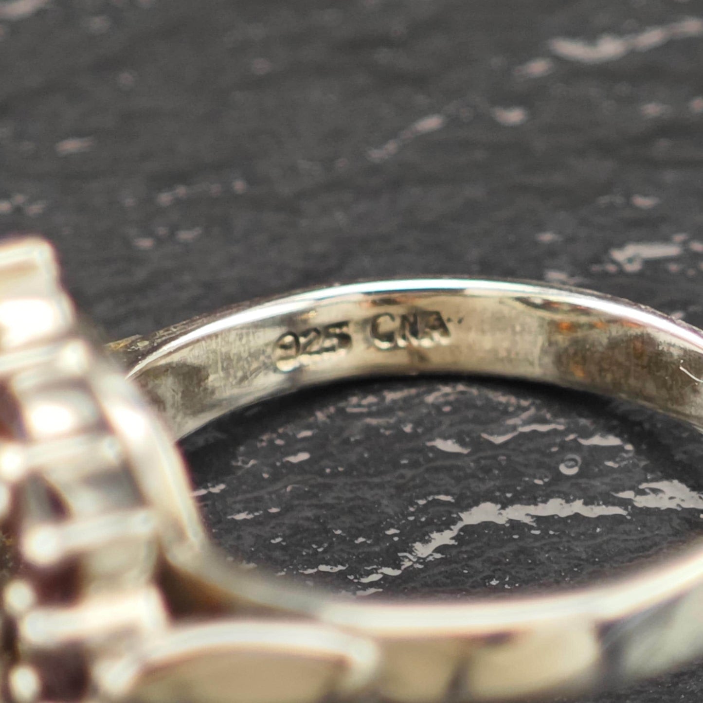 CNA Garnet Floral Ring Sterling Silver