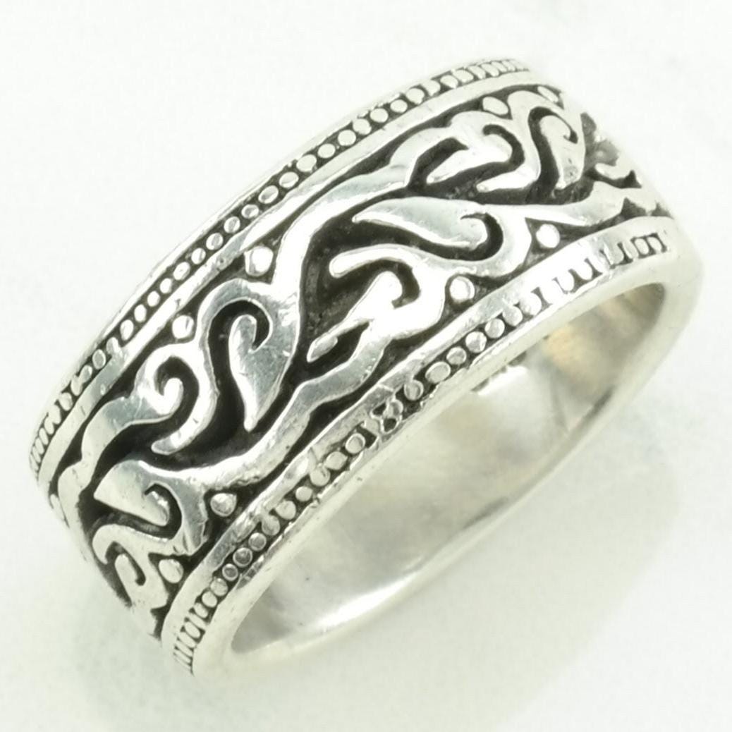 Vintage Sterling Silver Ring Wave Overlay Size 7 3/4