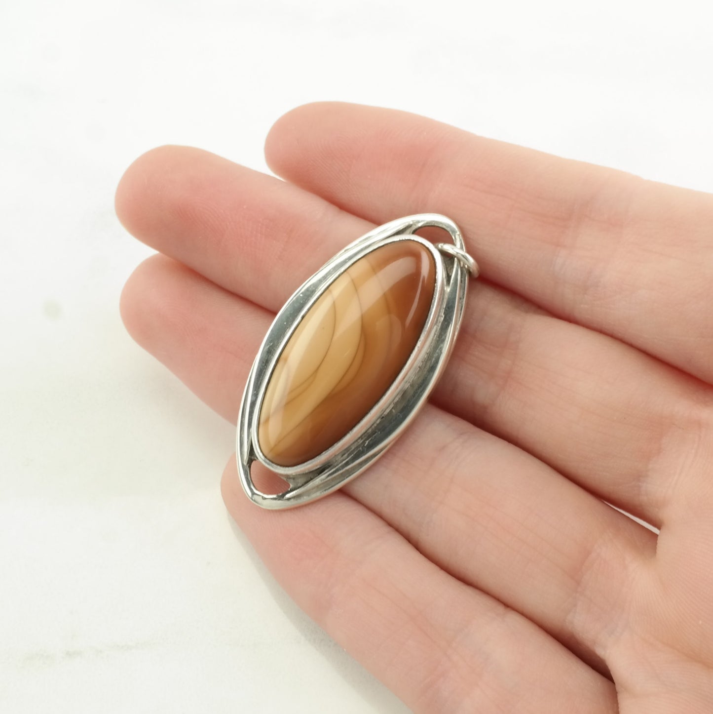 Vintage Landscape Jasper Sterling Silver Pendant