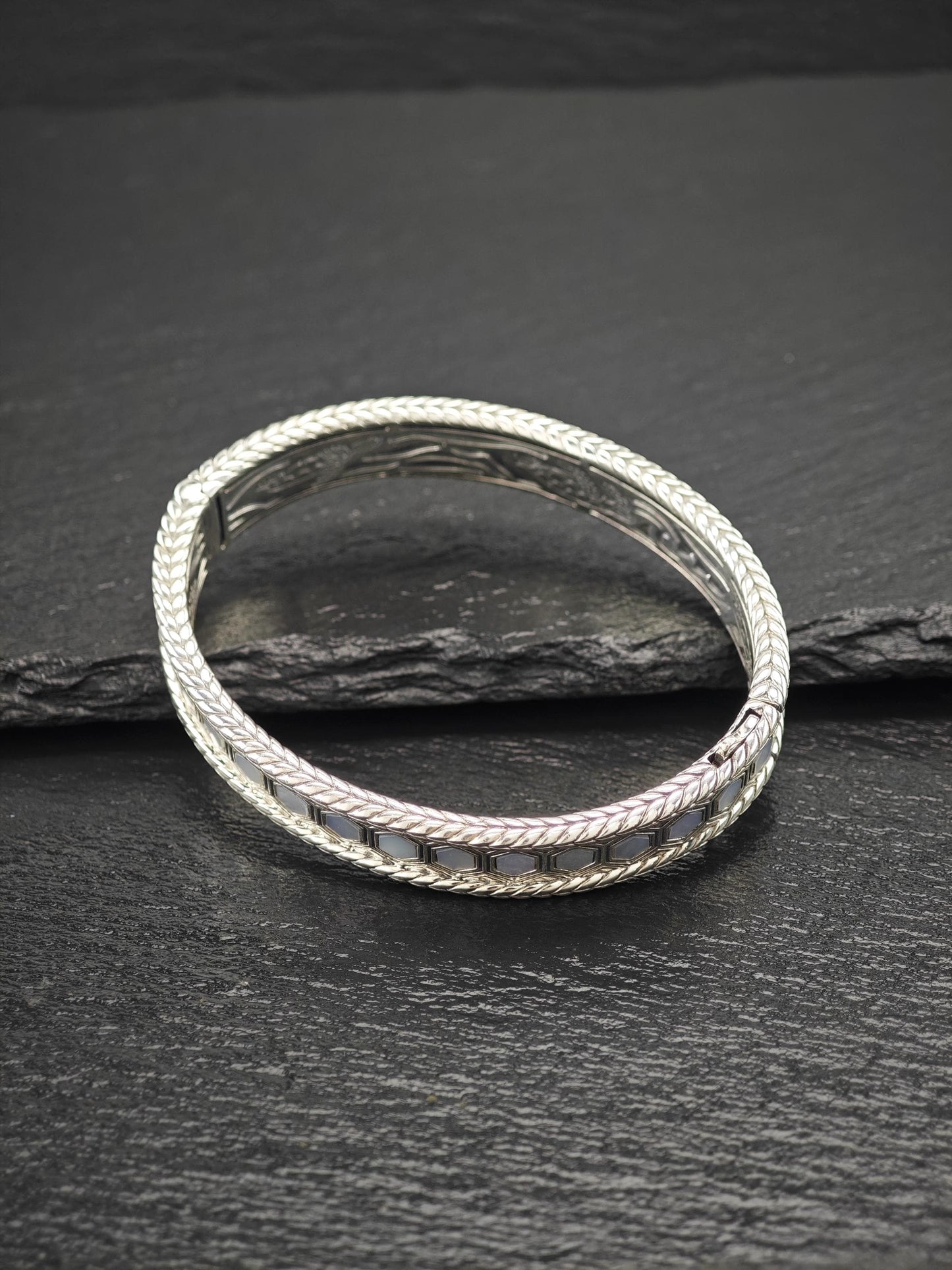 Jai MOP Bangle Bracelet Sterling Silver