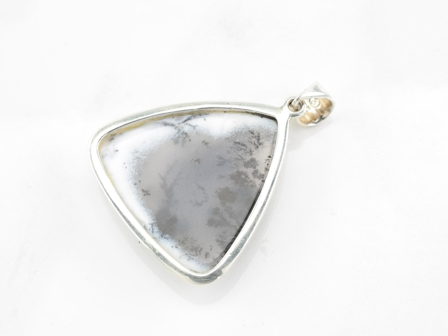 Dendritic Agate Triangle Pendant Sterling Silver