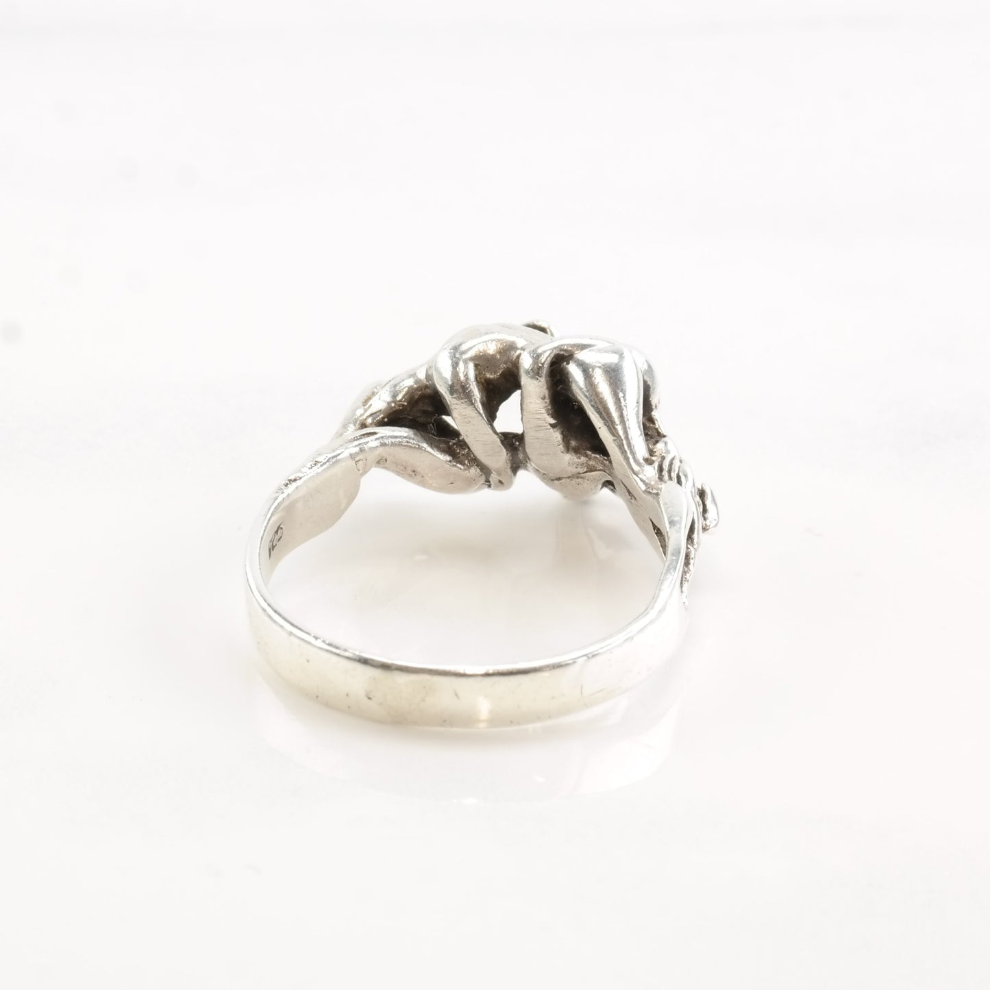 Vintage Modernist Silver Ring Abstract Love People Sterling Size 7 3/4