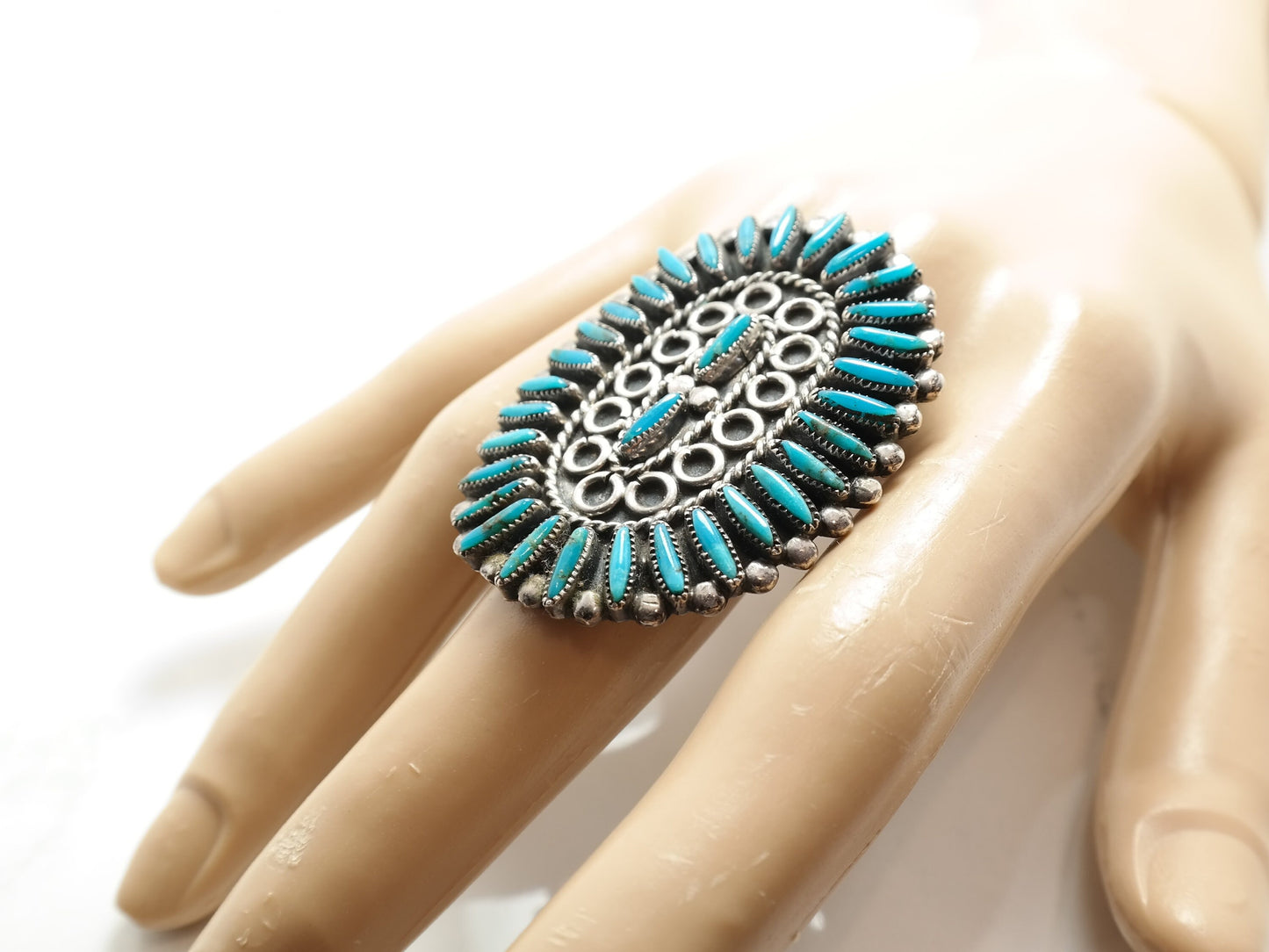 Zuni NeedlPoint Turquoise Ring Sterling Silver