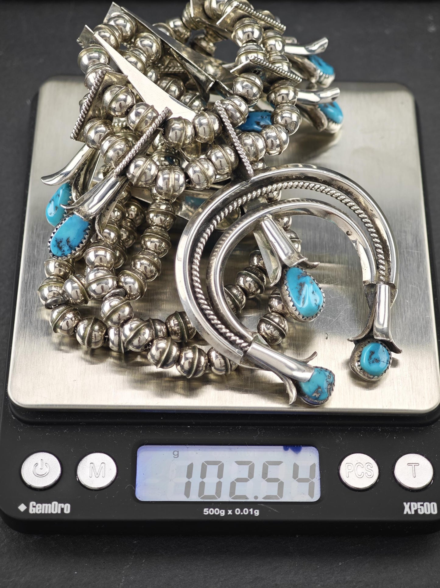 Navajo, Native American Turquoise Squash Blossom Necklace Sterling Silver