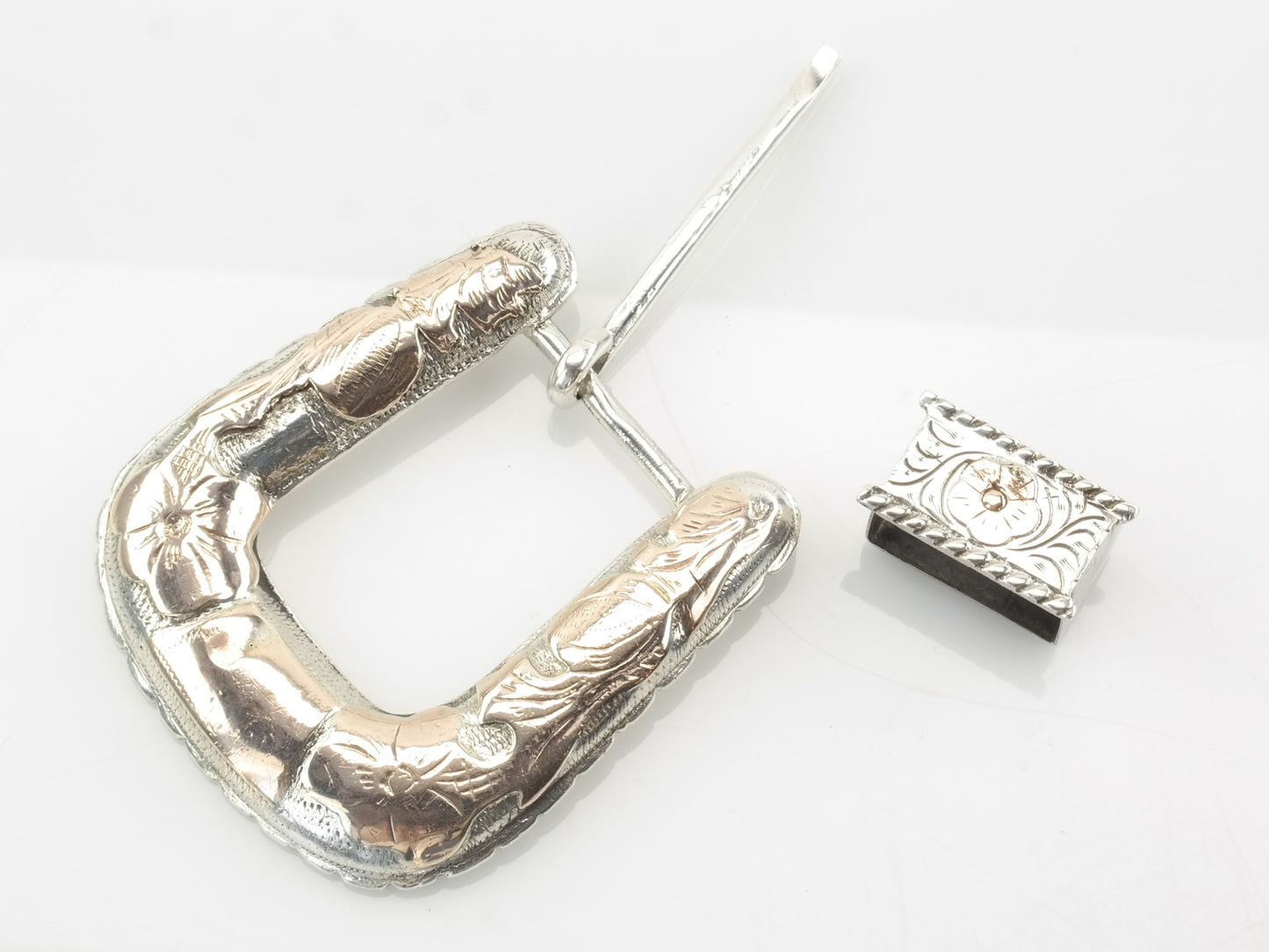 Ranger Belt Buckle Sterling Silver Rose Gold Overlay Mexico