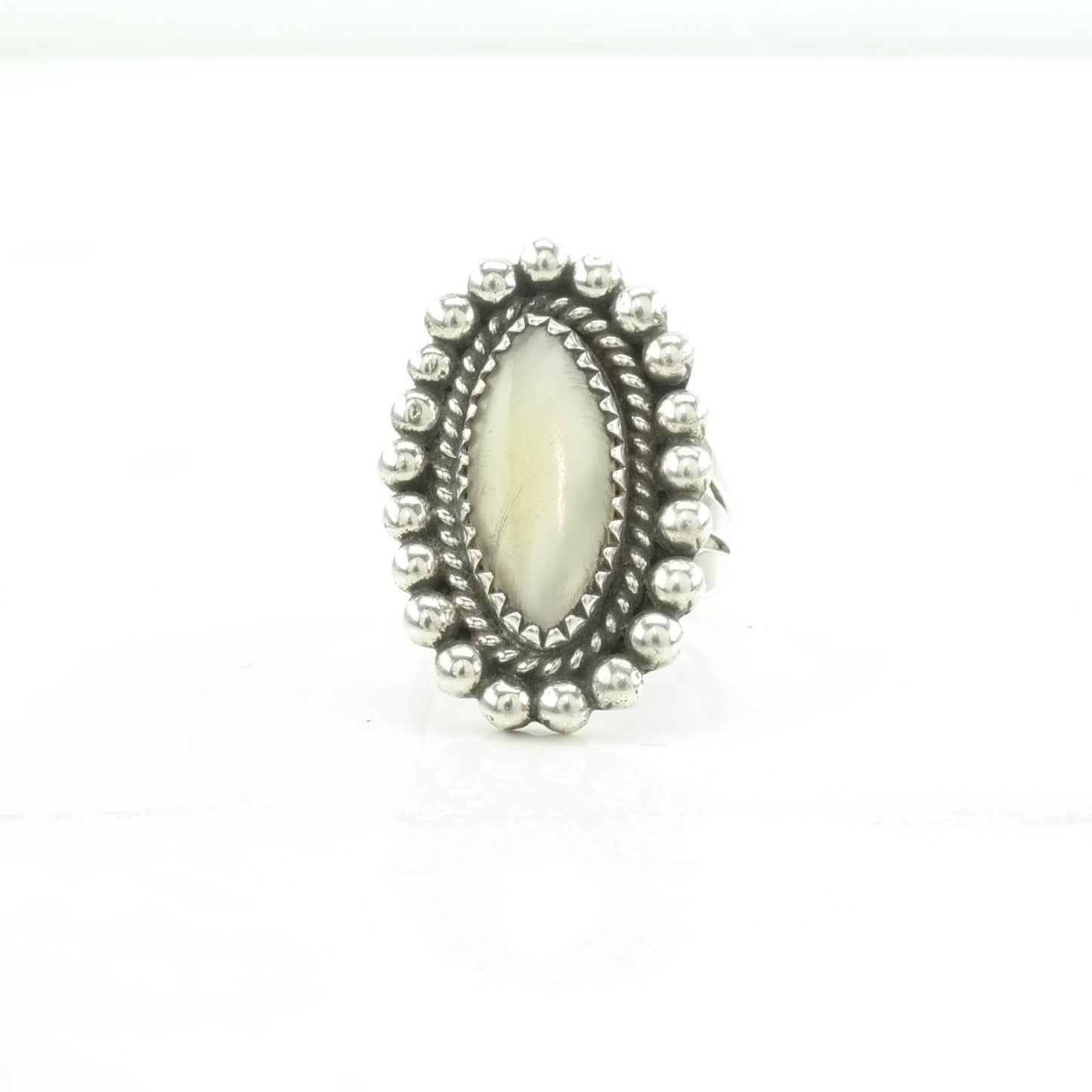 Vintage Native American Silver Ring MOP Sterling White Size 6 1/2
