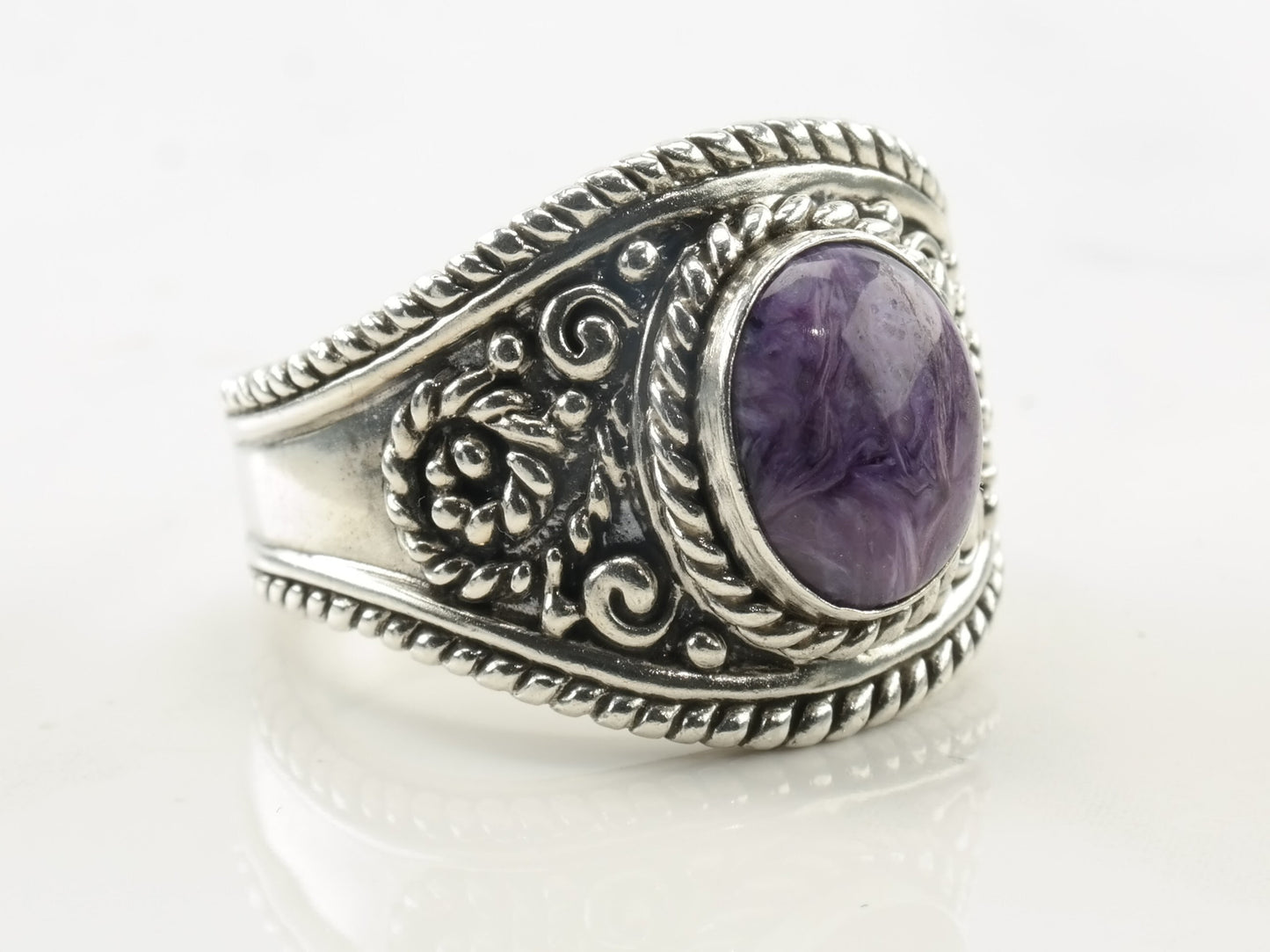 Carolyn Pollack Silver Ring Charoite Sterling Size 8