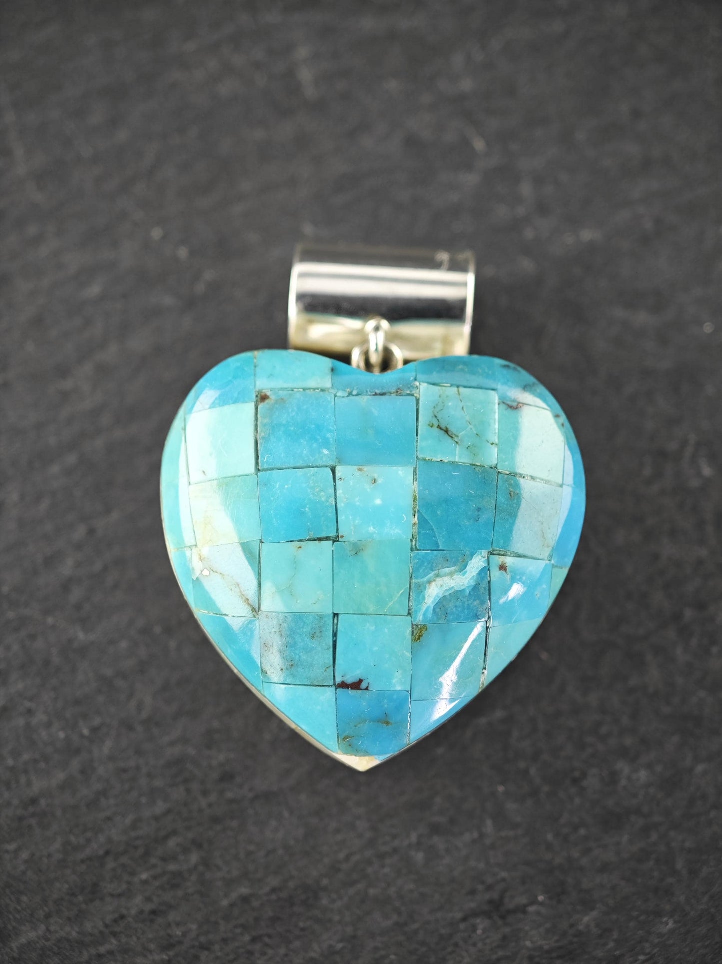 DTR Reversible Heart Pendant, Inlay Sterling Silver