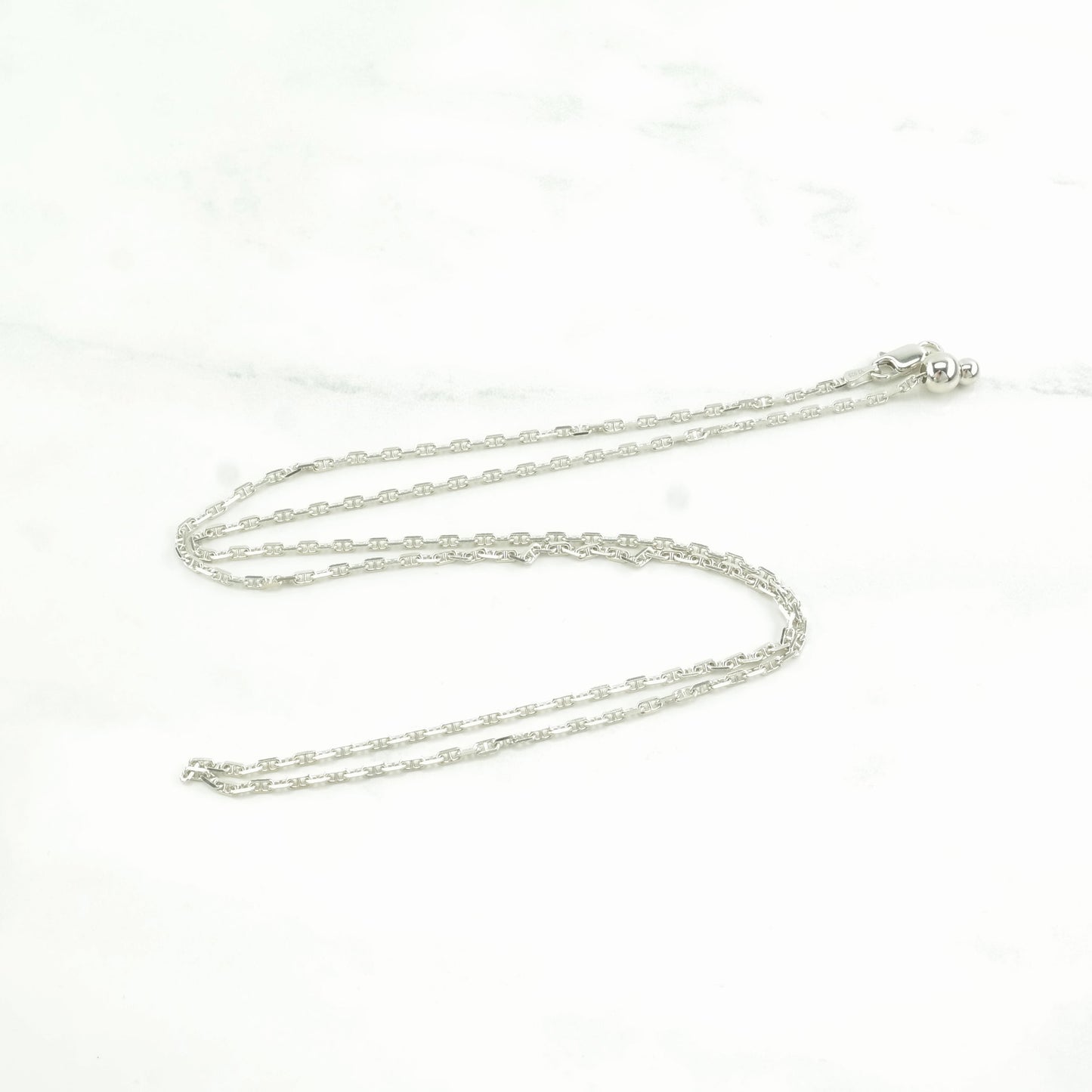 Sterling Silver Mariner Link 2mm, Adjustable Necklace