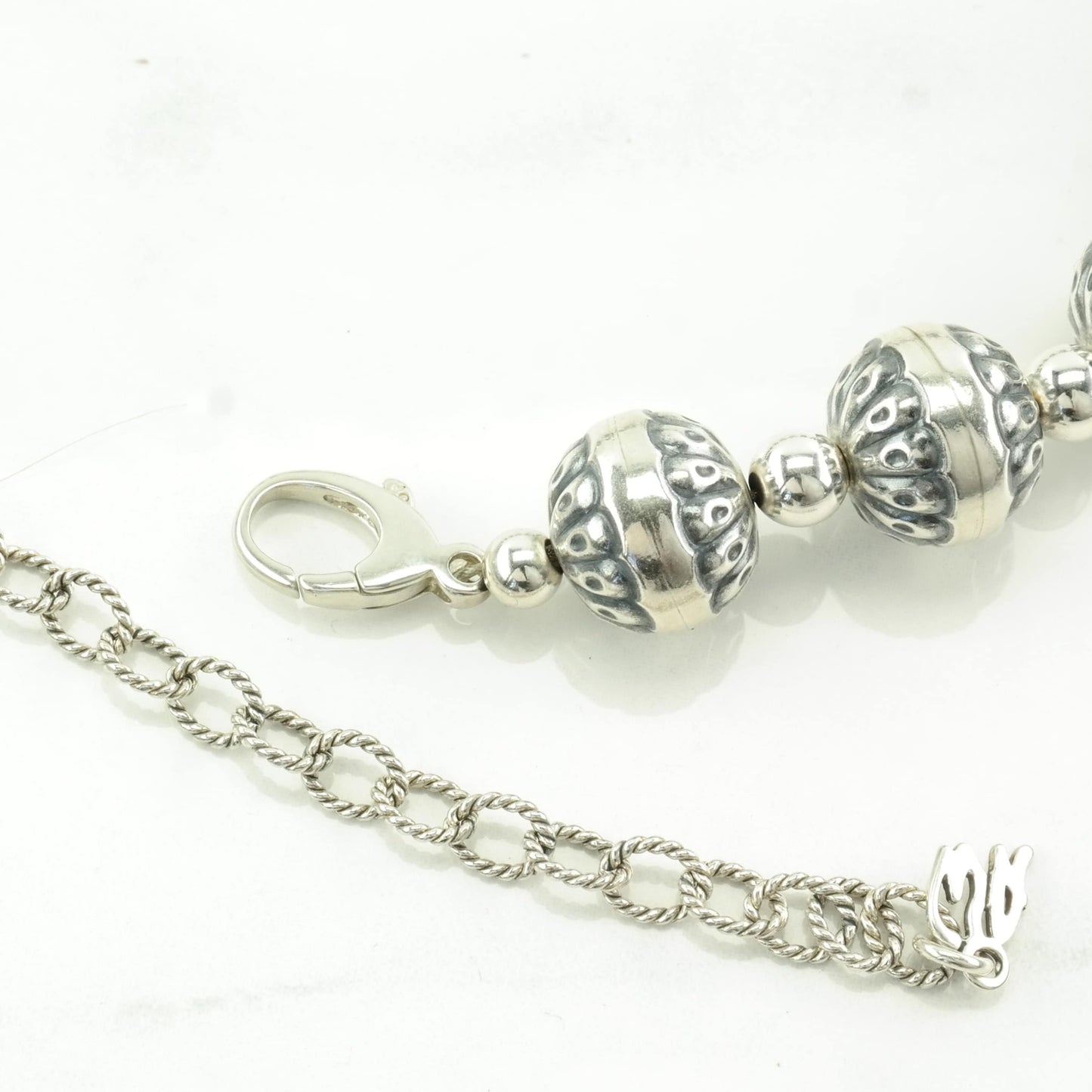 American West Sterling Silver Fluted Beads 14mm Necklace