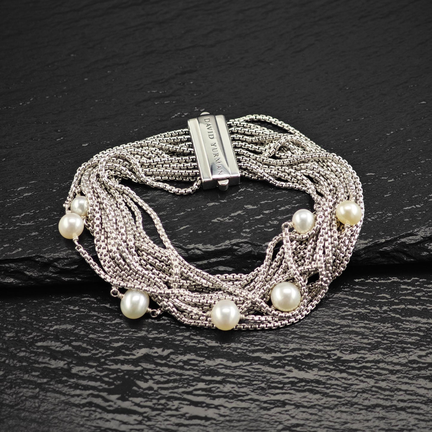 David Yurman Pearl Bracelet Multi Chain Sterling Silver