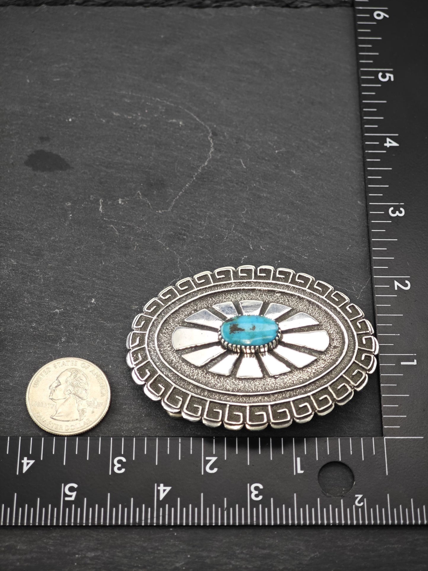 Signed Native American, Tufa Cast Belt Buckle Sterling Silver