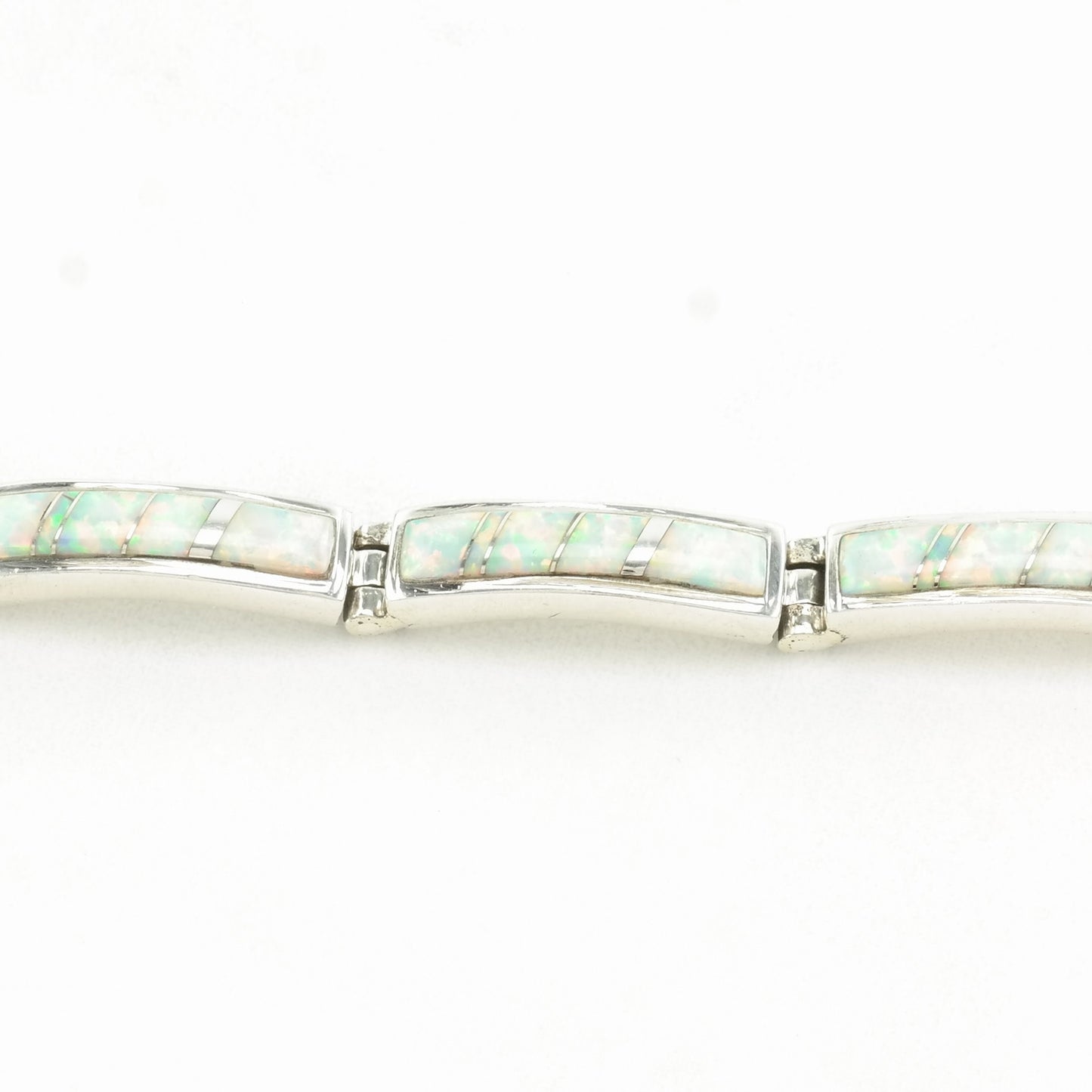 Vintage Native American Sterling Silver Line Bracelet Lab Opal