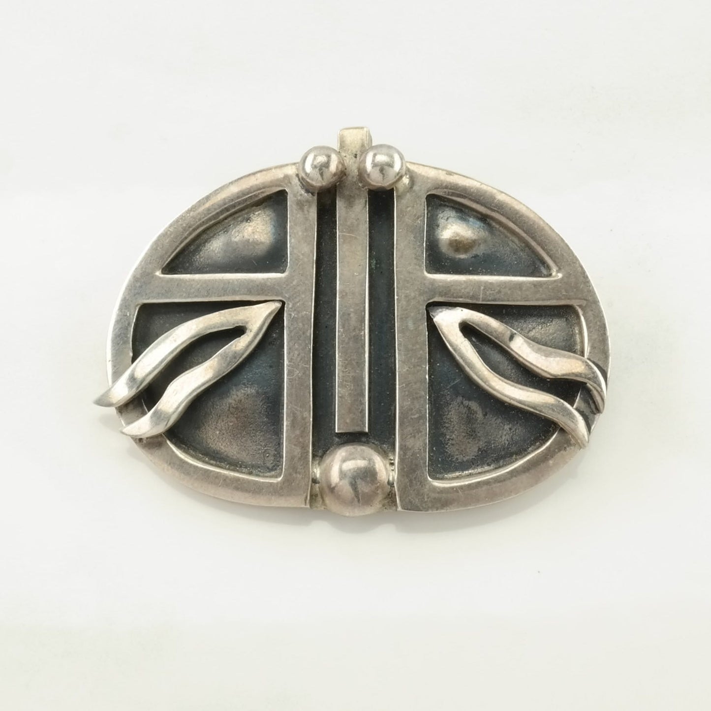 Vintage Modernist Abstract Brooch Sterling Silver