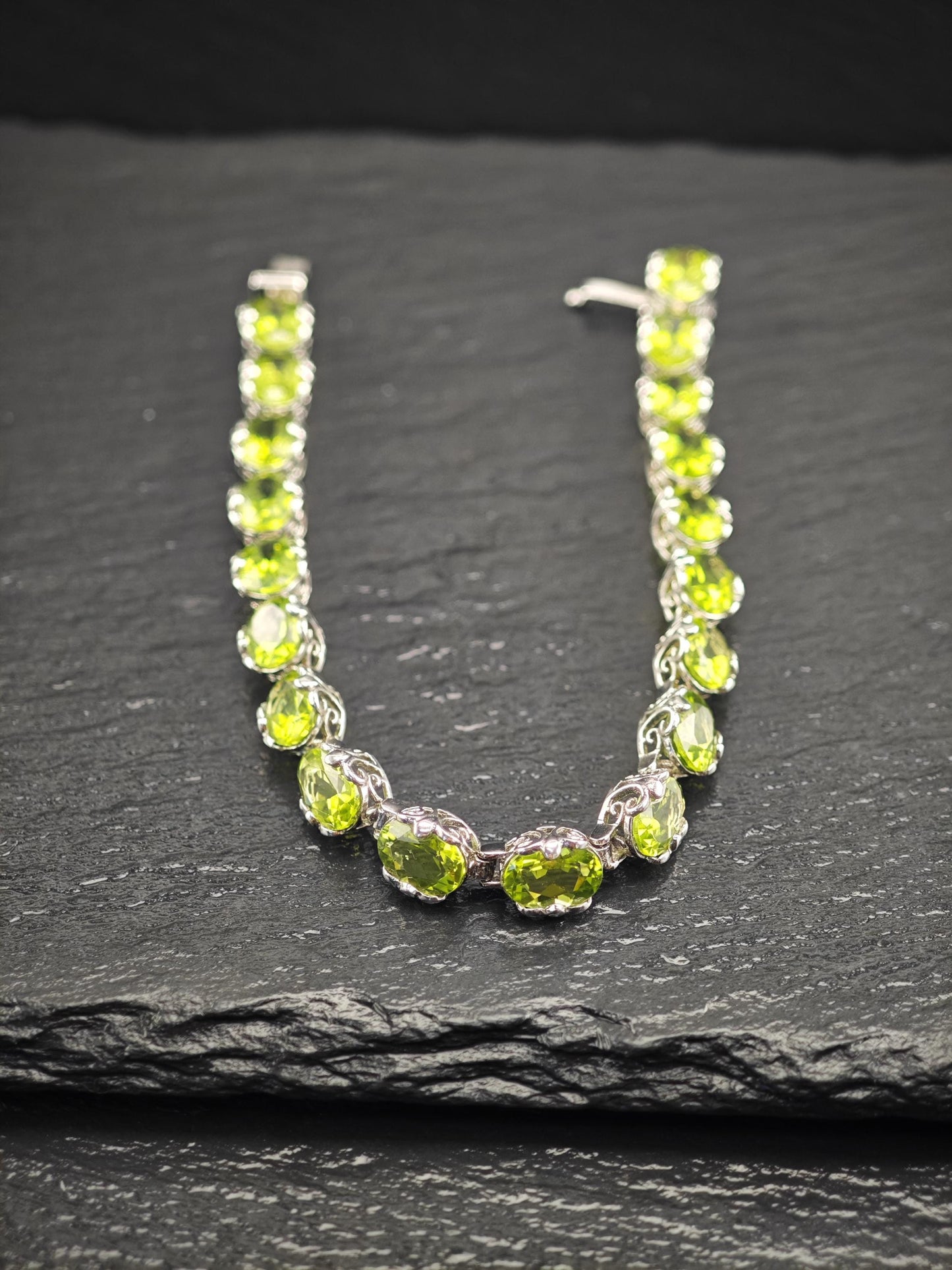 Vintage Natural Peridot Bracelet Sterling Silver