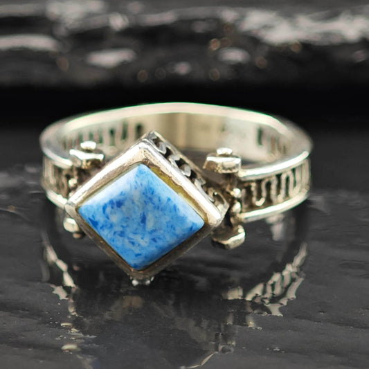 Sterling Silver Ring Blue Sodalite Stone Size 8