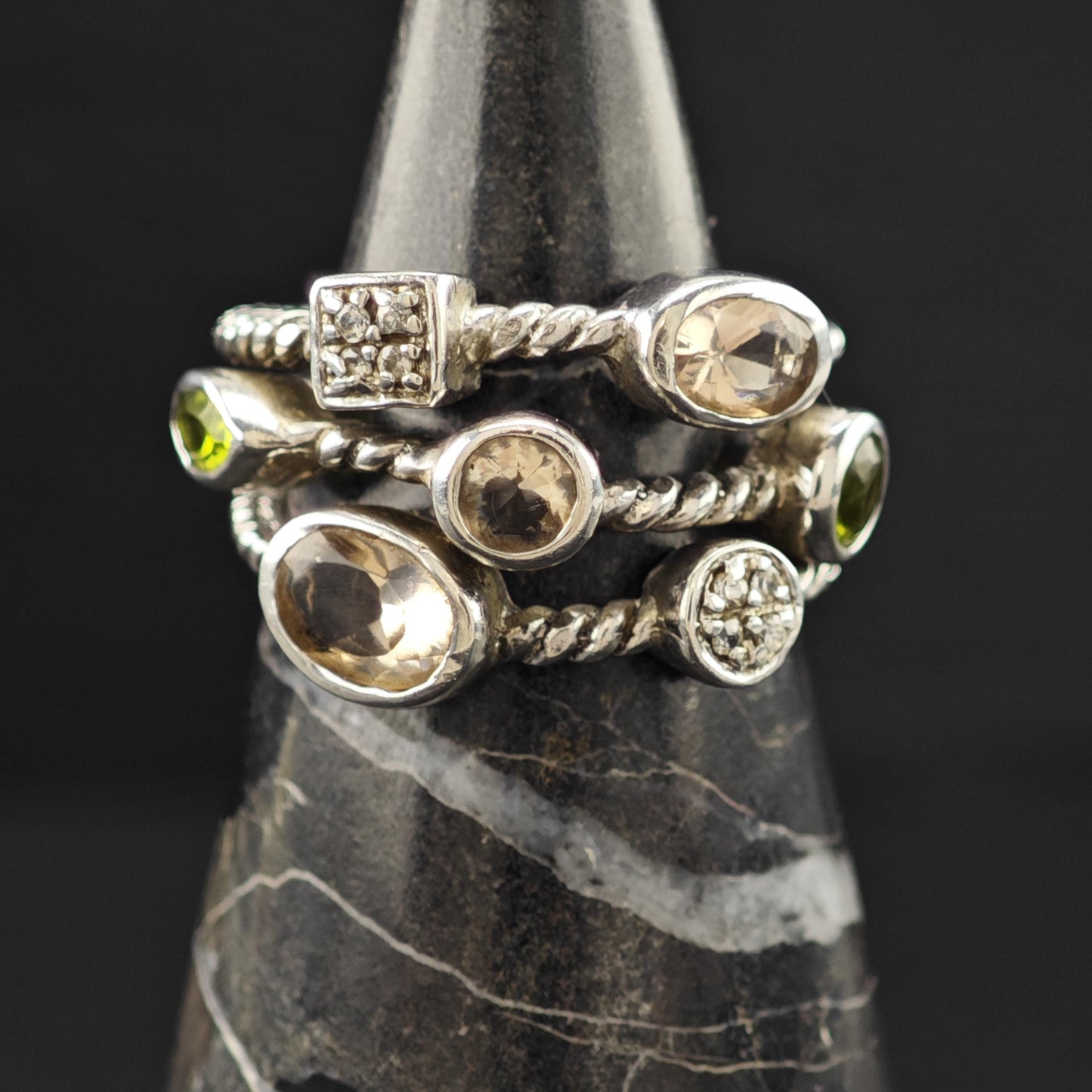 Gemstone Ring Sterling Silver with Mixed Stones Size 7 R6134