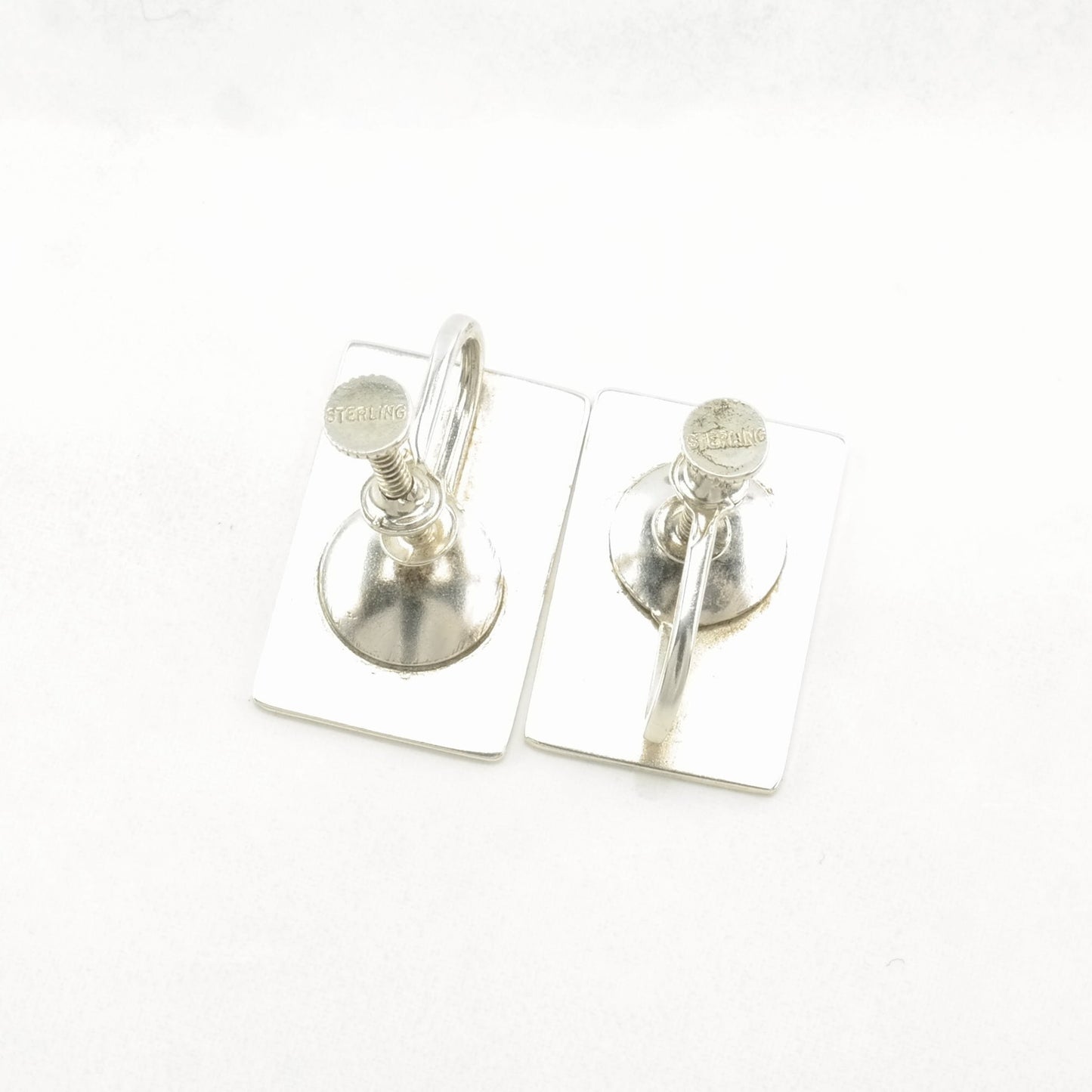 Vintage Sterling Silver Engraved Earrings Screw Back