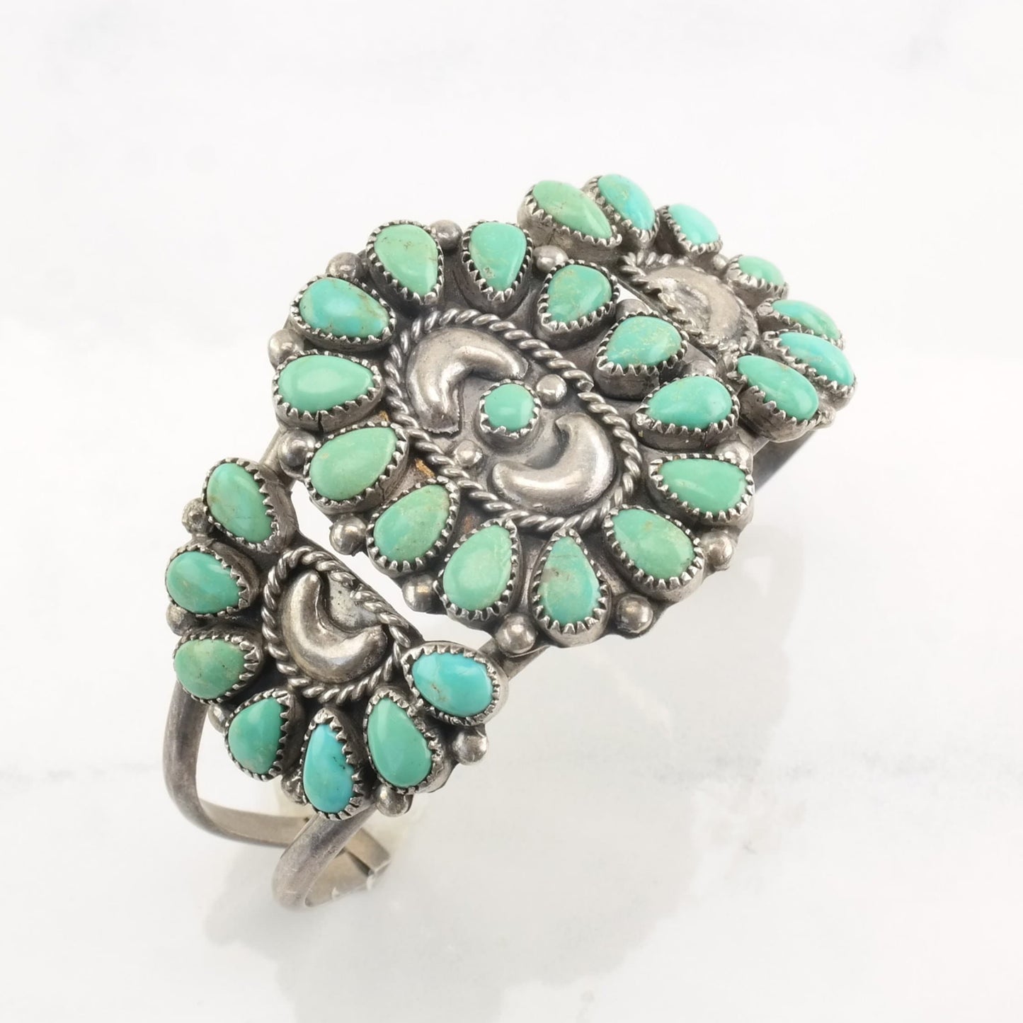 Victor Moses Begay Navajo Sterling Silver Cuff Bracelet Petit Point Turquoise