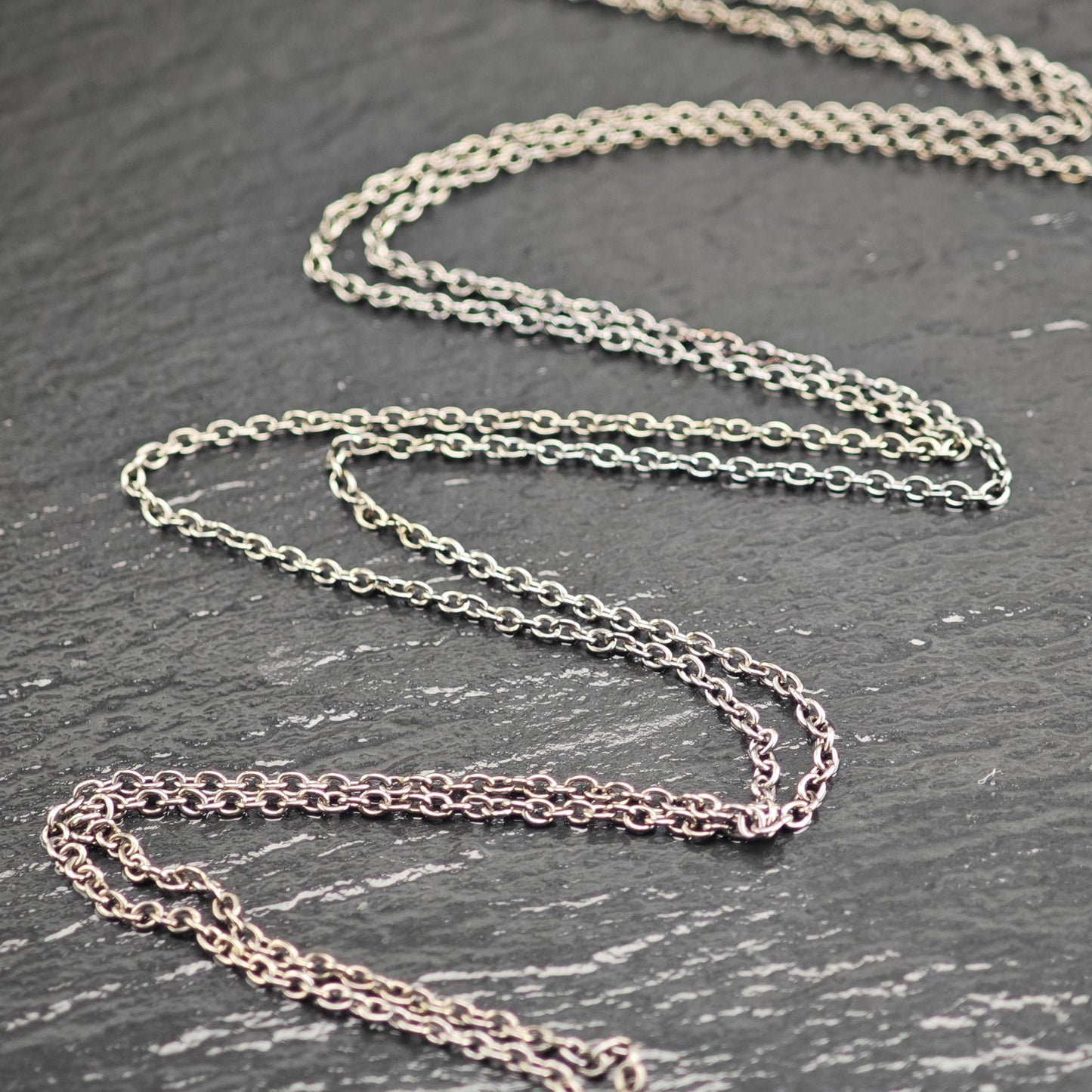 Black Oxidized Link Chain Sterling Silver Necklace N2763