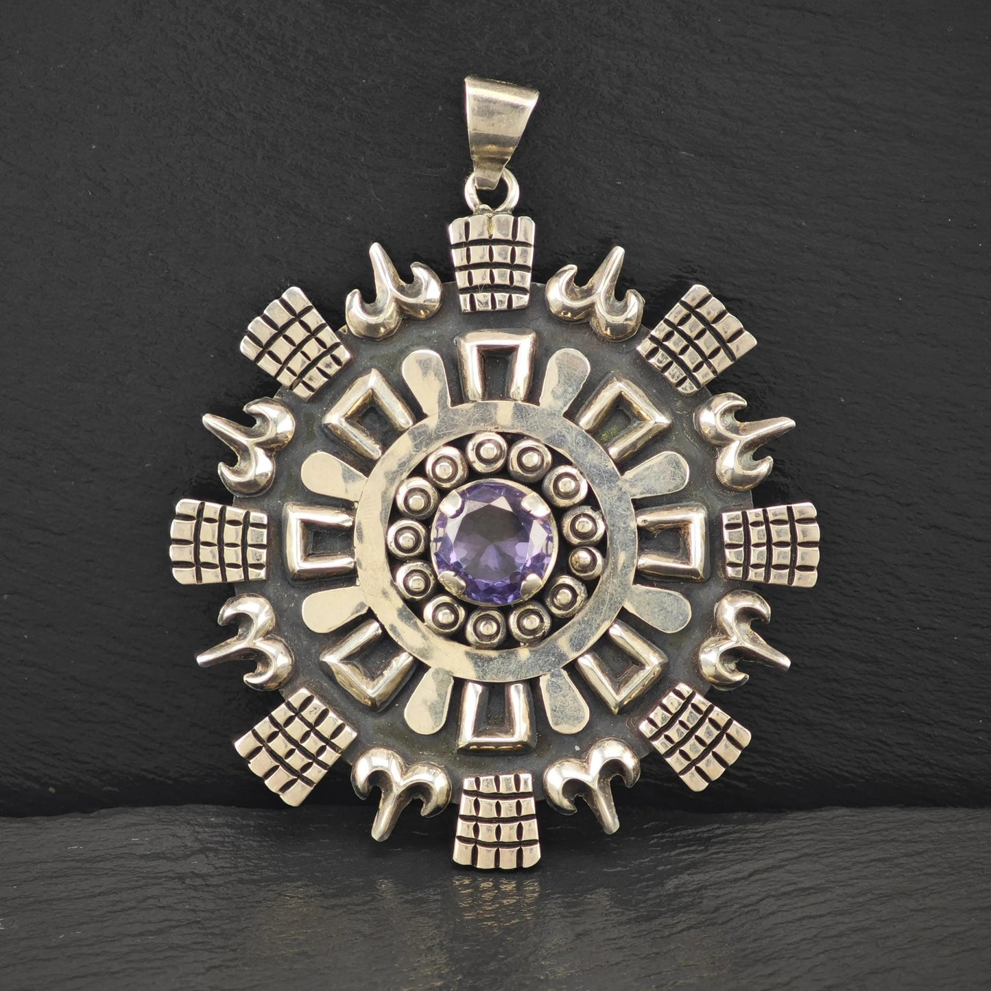 Lg Color Change Corrundum Mexican Pendant Sterling Silver P2827