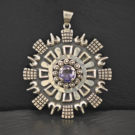 Lg Color Change Corrundum Mexican Pendant Sterling Silver P2827