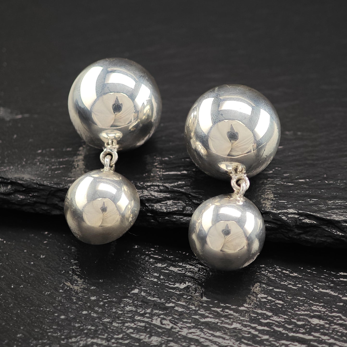 Vintage Beaded 14k Gold Posts Stud/Dangle Earrings Sterling Silver