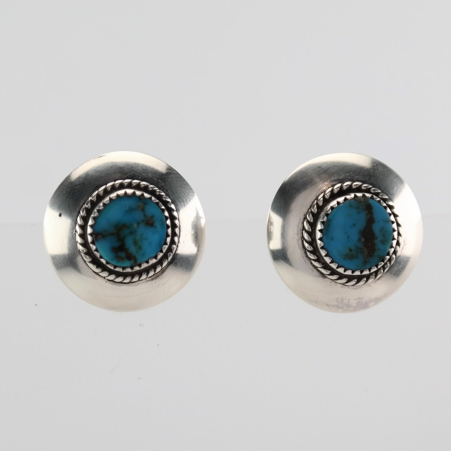 Native American Sterling Silver Turquoise Shield Earrings Clip on