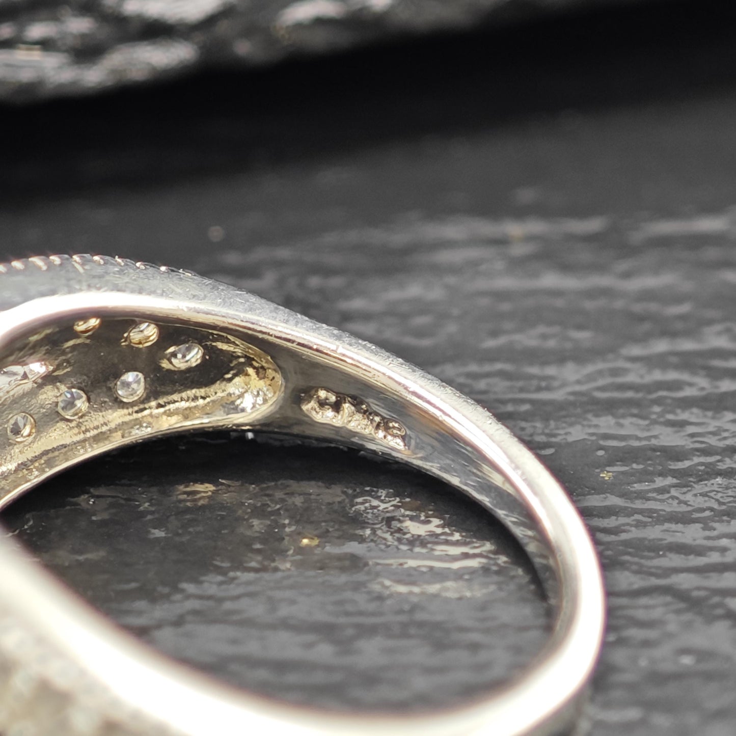 Opal Silver Statement Ring with Blue Gems Size 7 R6143