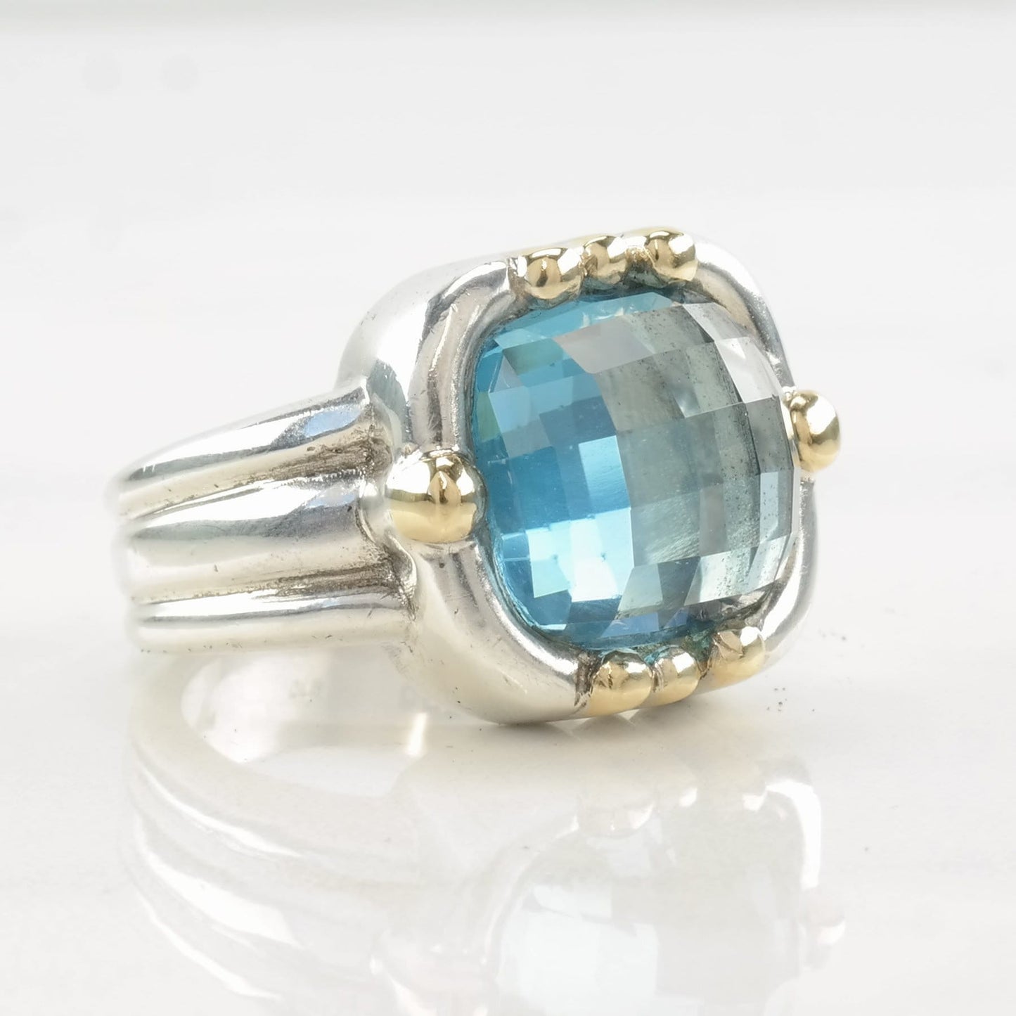 BJC Ring Topaz 18K Gold Accent Sterling Silver Size 6 3/4