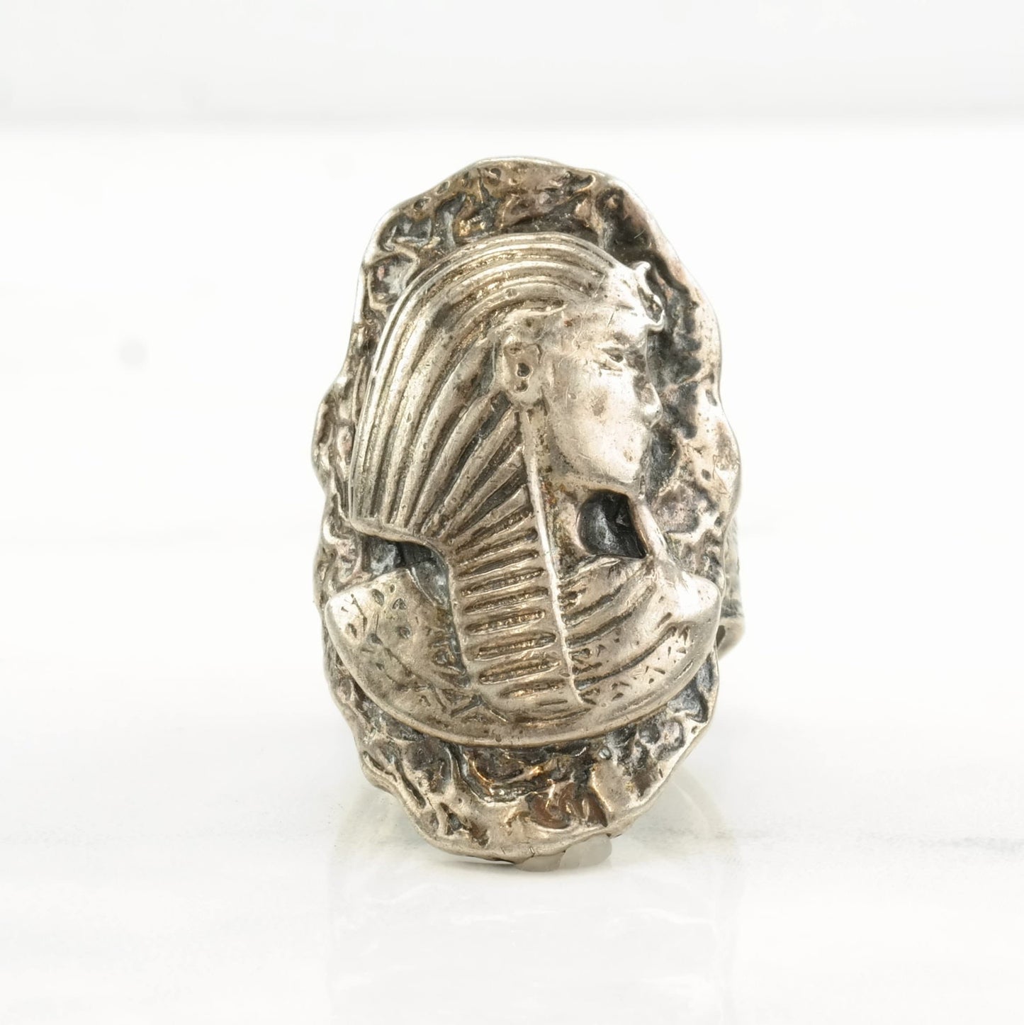 Sterling Silver Ring Archeological Revival Pharaoh Size 9 1/4