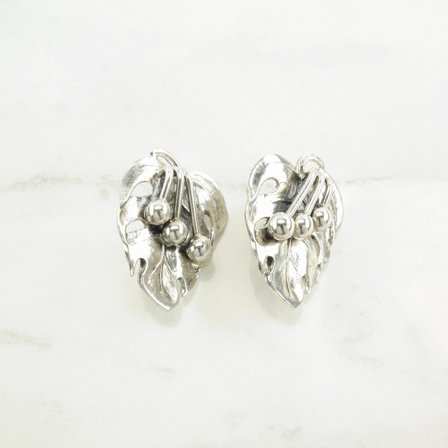 Cini Sterling Silver Leaf Earrings Clip On