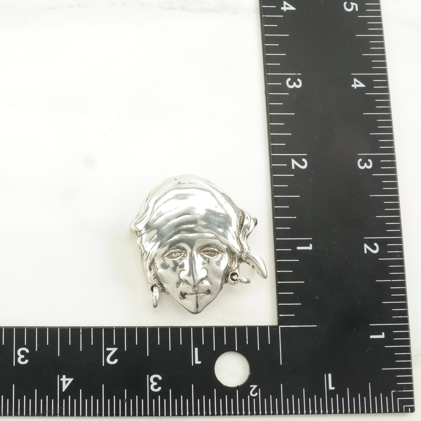 Vintage Brooch Pendant Pirate Portrait Sterling Silver