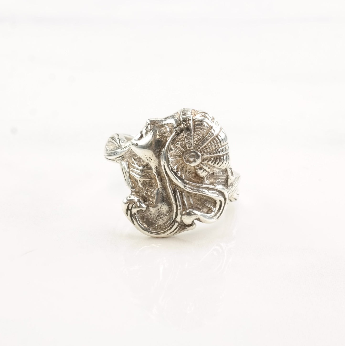 Sterling Silver Ring Art Nouveau Revival Fairy Size 7