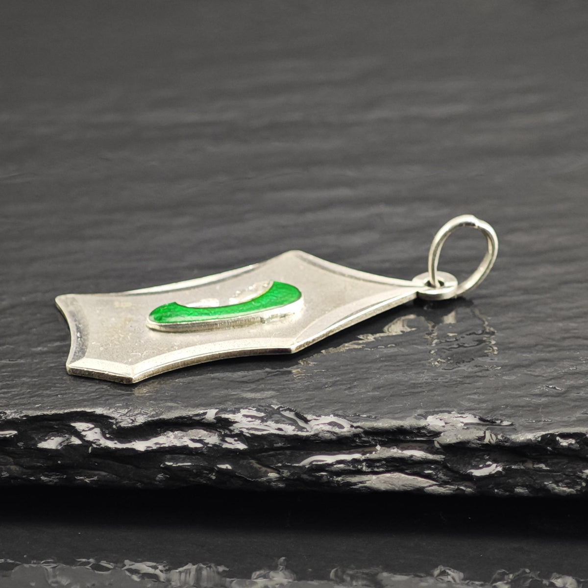 Italian Virgin Mary Green Enamel 800Silver Pendant P3121